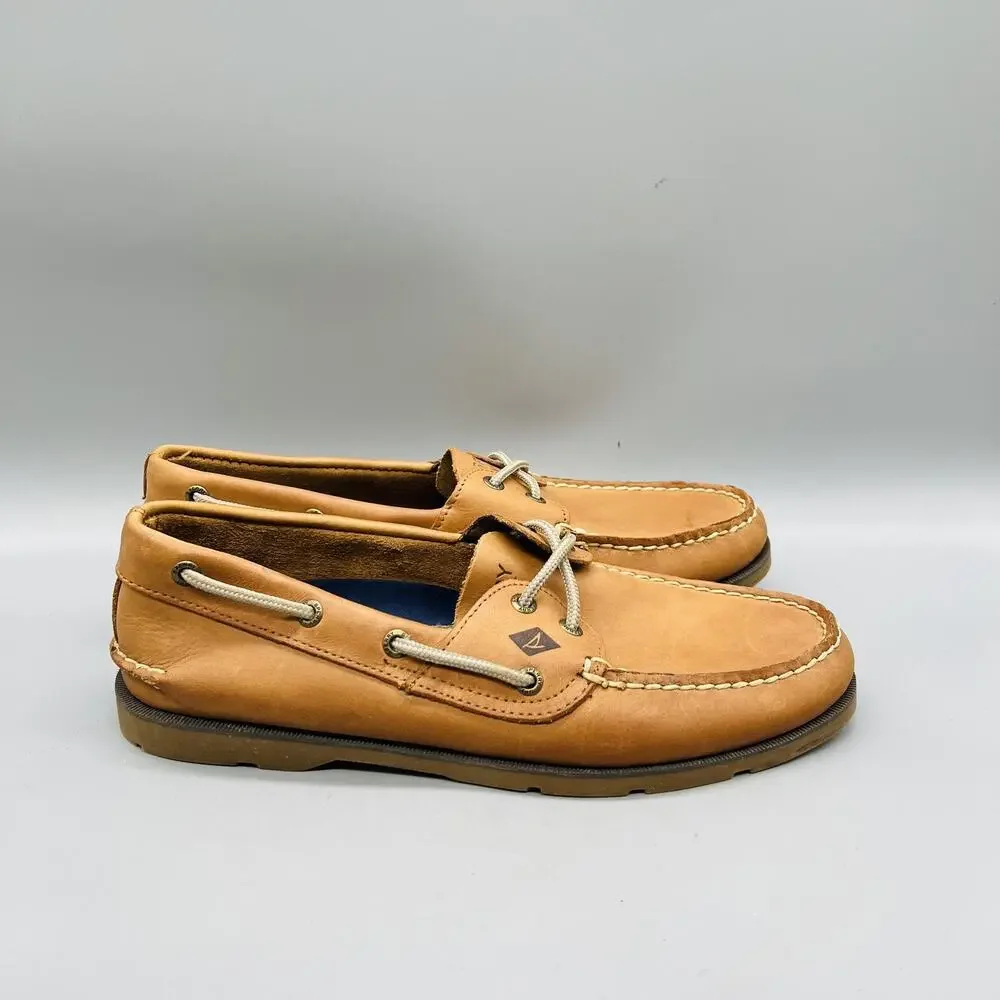 Sperry Shoes Mens 9 Brown Leather Top Sider Boat Deck Moc Toe Casual Comfort